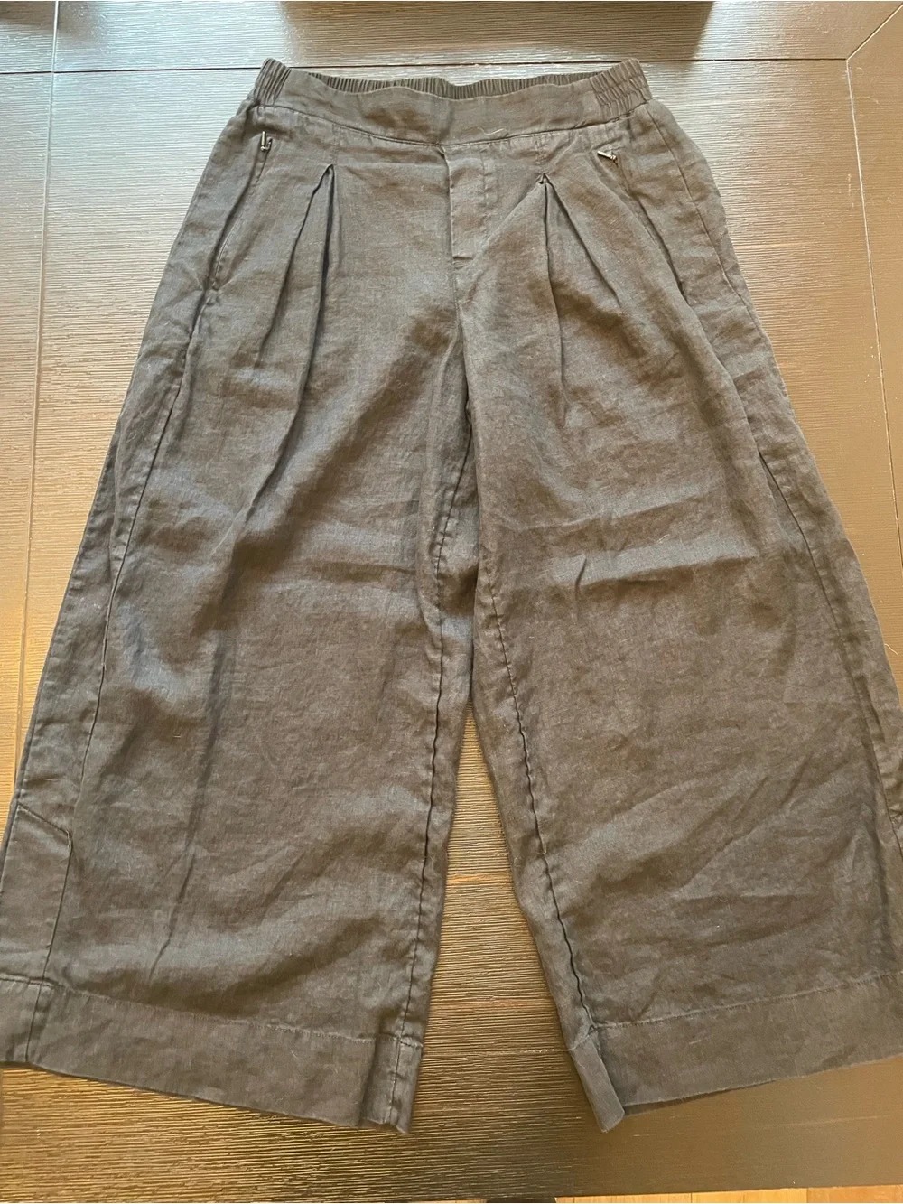 Athleta PLAYA luxurious 100% Linen Black Wide Leg Crop Pants Sz 8 NWOT - Picture 2 of 14